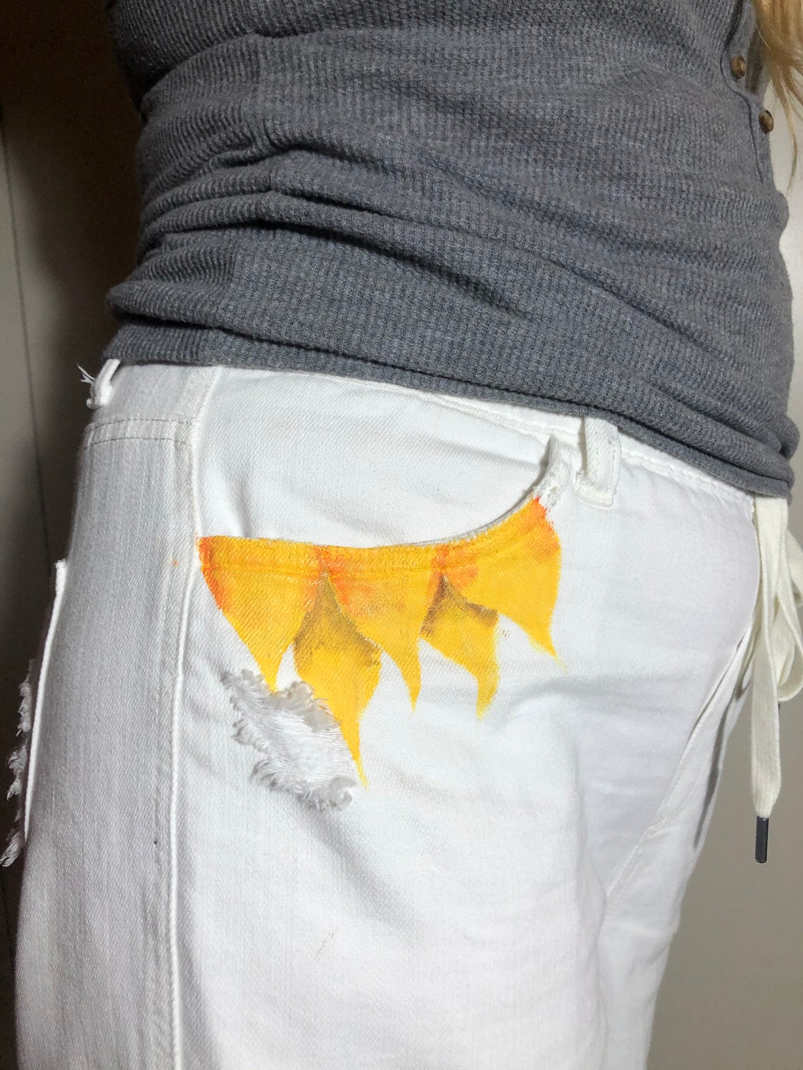 Hand Painted Sunflower Pants Etsy