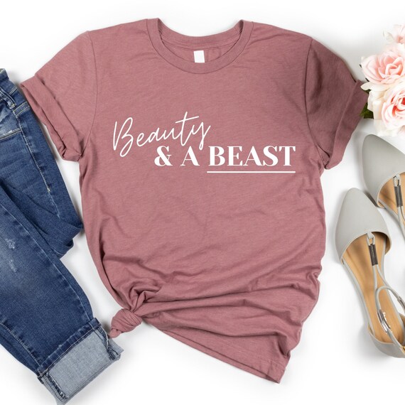 Beauty and A Beast Tshirt. Boss Babe Shirt. Gym Clothes. Tshirts