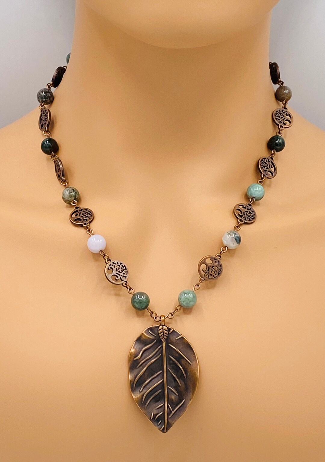 Copper Leaf Pendant Necklace Tree of Life Necklace and Etsy