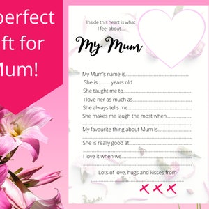 All About Mum - Mothers Day Gift - Gift For Mum - Gift For Mummy - A4 DIGITAL INSTANT DOWNLOAD