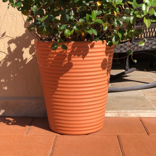 Ceramic European Cone Planter Pot Available in Smooth and Ribbed Terra cotta