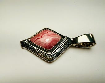 Southwestern Sterling Silver and Rhodochrosite Pendant - Roderick Tenorio & Carolyn Pollack (Relios)