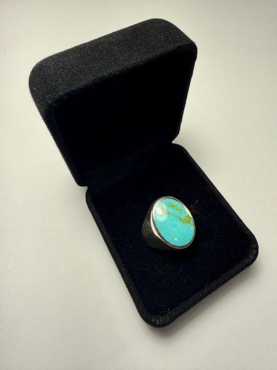 Southwestern Sterling Kingman Turquoise Ring View 2