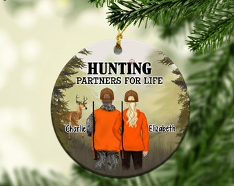 Ornement personnalisé Hunting Partners for Life, Cadeau pour les amateurs de chasse, Premier Noël en couple, Cadeau pour les chasseurs, Chasse en famille