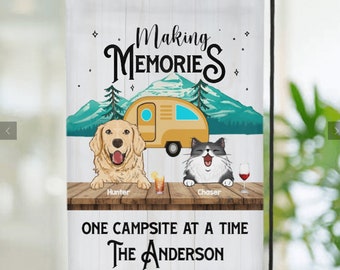 Making Memories Camping Personalized Pet Flag, Camping Flag, Dog Flag, Cat Flag, Pet Owner Gift Ideas, Campsite Flag, Camper Decor