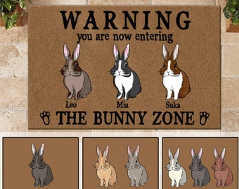 Warning You Are Entering The Bunny Zone Doormat, Rabbit Entrance Mat, Easter Bunny, Bunny Doormat, Rabbit Lovers, Nature Lover, Bunny Mom
