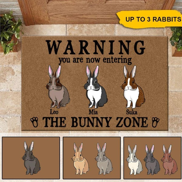 Warning You Are Entering The Bunny Zone Doormat, Rabbit Entrance Mat, Easter Bunny, Bunny Doormat, Rabbit Lovers, Nature Lover, Bunny Mom