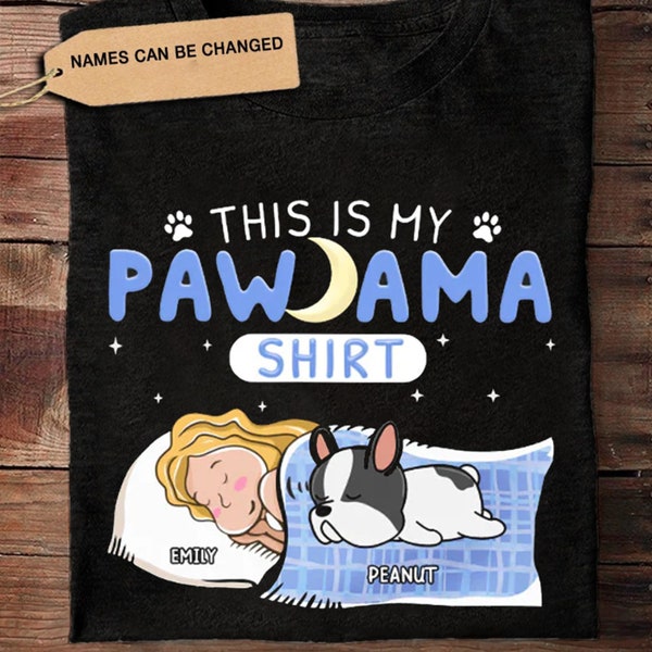 Pawjama Shirt, Personalized Dog Sleep Shirt, Christmas Sleeping T-shirt, Funny Dog Shirt, Sleepover Shirt, Gift For Dog Lovers