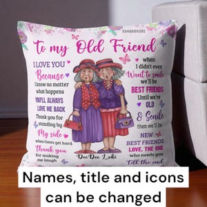 To My Old Friend Sisters Bestie Personalized Pillow, Sisters Pillow, Best Friend Long Distance Gift, Custom State to State, Christmas Gift