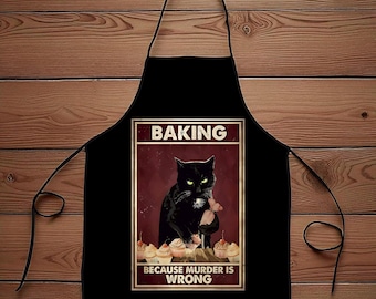 Kitchen Apron For Cat Lovers-Custom Cooking Gift for Mom-Cooking Apron-Baking Apron-Cat Lover Gifts