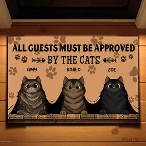 All Guests Must Be Approved By The Cats Personalized Cat Doormat, Funny Welcome Home Mat, Cat Entrance Mat, Welcome Mat, Housewarming Gift