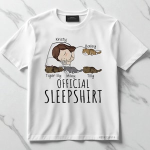 Personalized Chibi Girl Pet Sleepshirt, Official Pet Sleep Shirt, Sleepover Shirt For Pet Lover, Cat Pijama Gift for Mom, Friendship Gifts
