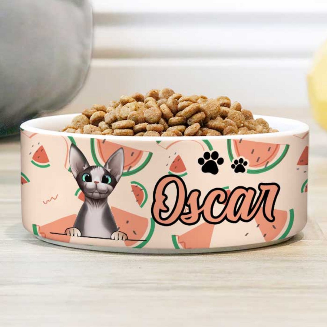 Custom Cat Bowls With Name & Breeds Design, Personalized Cat Bowl, New