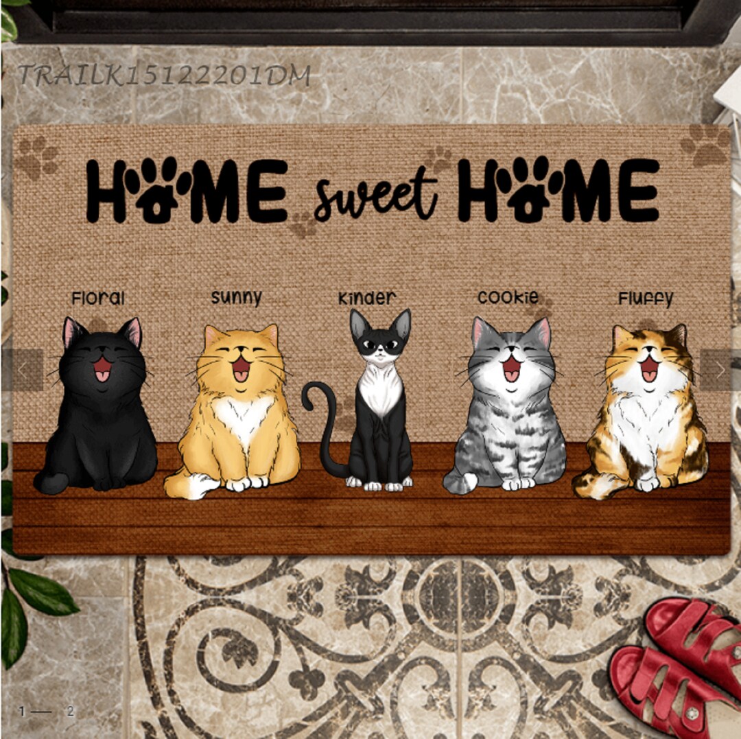 Welcome To The Pet Home - Funny Personalized Pet Decorative Mat, Doormat (Cat & Dog)