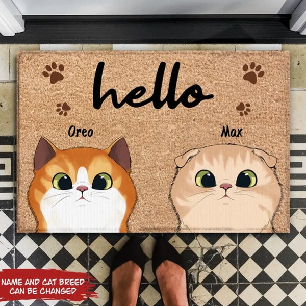 Welcome To Our House Cats Personalized Doormat, Funny Welcome Mat, Cat Entrance Mat, Front Door Mat, Cat Mom Birthday Gift, Cute Cat Doormat