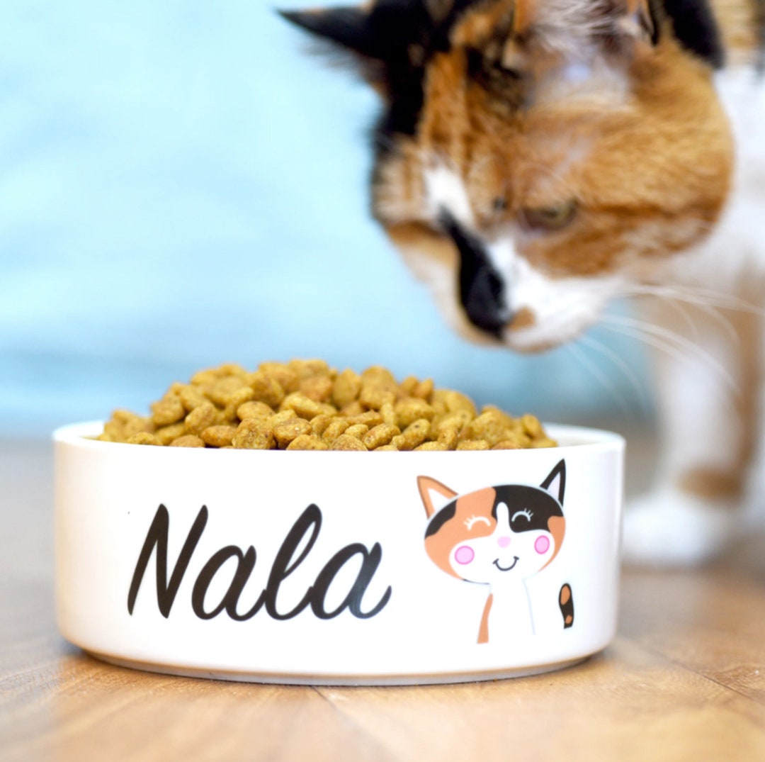 Custom Cat Bowls With Name & Breeds Design, Personalized Cat Bowl, New