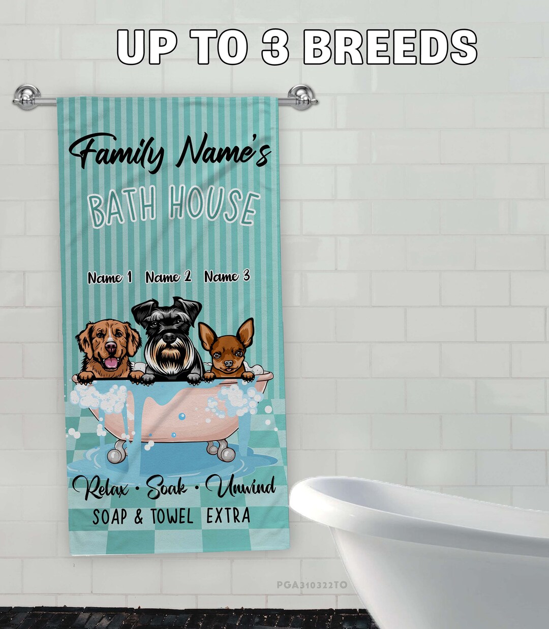 Personalized Bath House Towel-dog Bathroom House Towel-dog Towel-dog ...