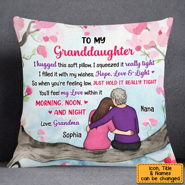To My Granddaughter Custom Names Pillow, Personalized Pillow, Family Name Pillow, Long Distance Gift, Grandmas Pillow with Grandkids