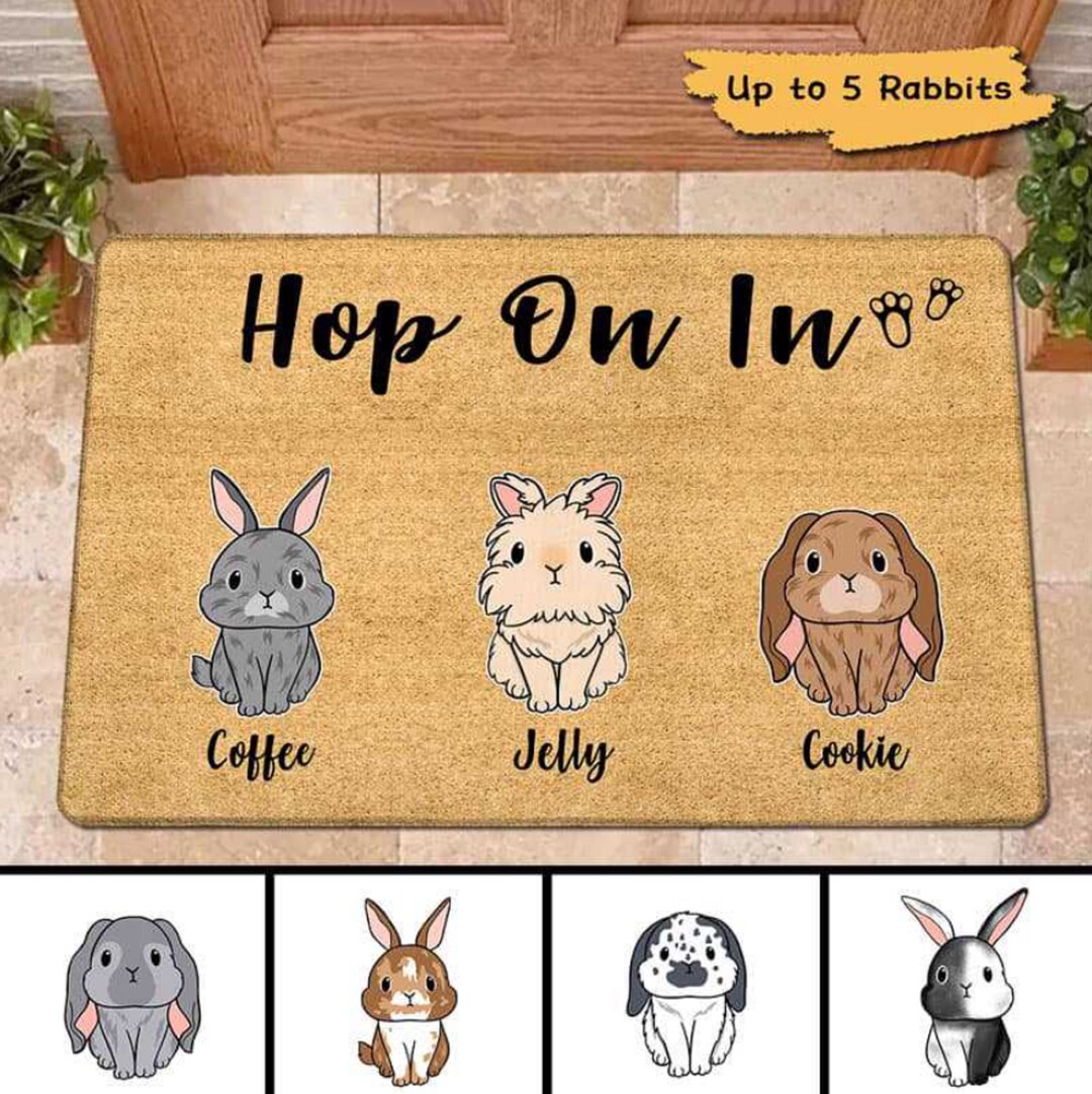Personalized Bunny Doormat Rabbit Entrance Mat Etsy