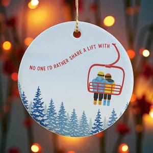 Skiing Partners Ornament, Couples Skiing Gift For Skiers, Downhill Ski Lover, Winter Skier Sports Gift, Apres Ski Party Gift For Couple
