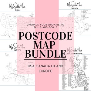 Verkaufs-Karte Postleitzahlen-Länder-Karte verfolgen Verkäufe Kleinunternehmen organisieren Bündel Business Tracker Ressource UK USA Kanada Europa Farbe In