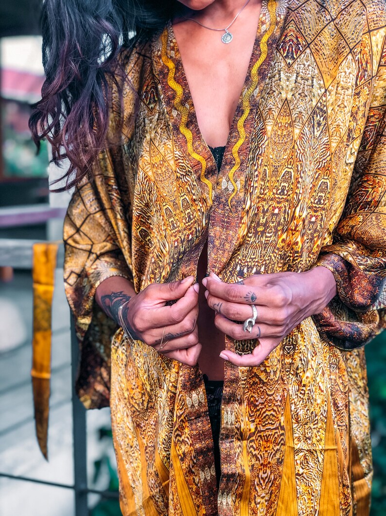 Gold Unisex Kimono Printed Kimono Robes for Women & Men Etsy