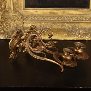 Antique Victorian Art Nouveau Brass Rotating Piano Sconces c 1890 1910 | Candlestick Holders Swinging Metal Wall Mounted Candle Stick Pair