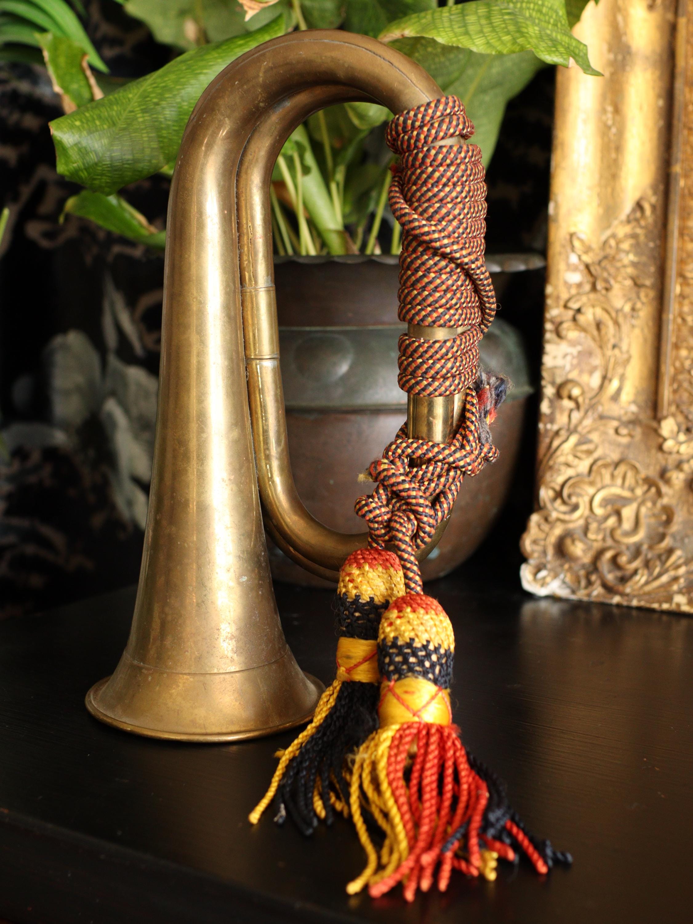 String Handle On Bugle Vintage Decorative Brass Bugle With Tassels | Decorative Military ...