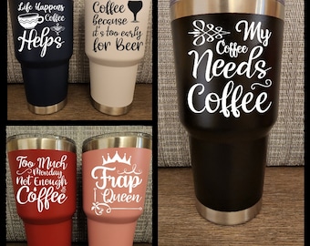 Coffee Engraved Tumbler, Personalized insulated steel tumbler, Gift tumbler, Engraved Gift