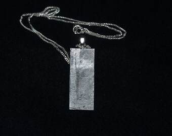 Seymchan Meteorite slice on  18" Sterling Silver Chain