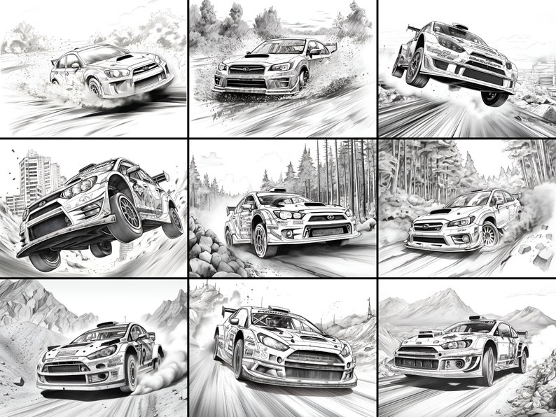 30 Rally Car Printable Coloring Pages - PDF & PNG Instant Download - 8. ...