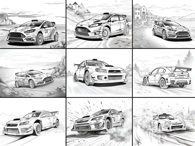 30 Rally Car Printable Coloring Pages - PDF & PNG Instant Download - 8. ...