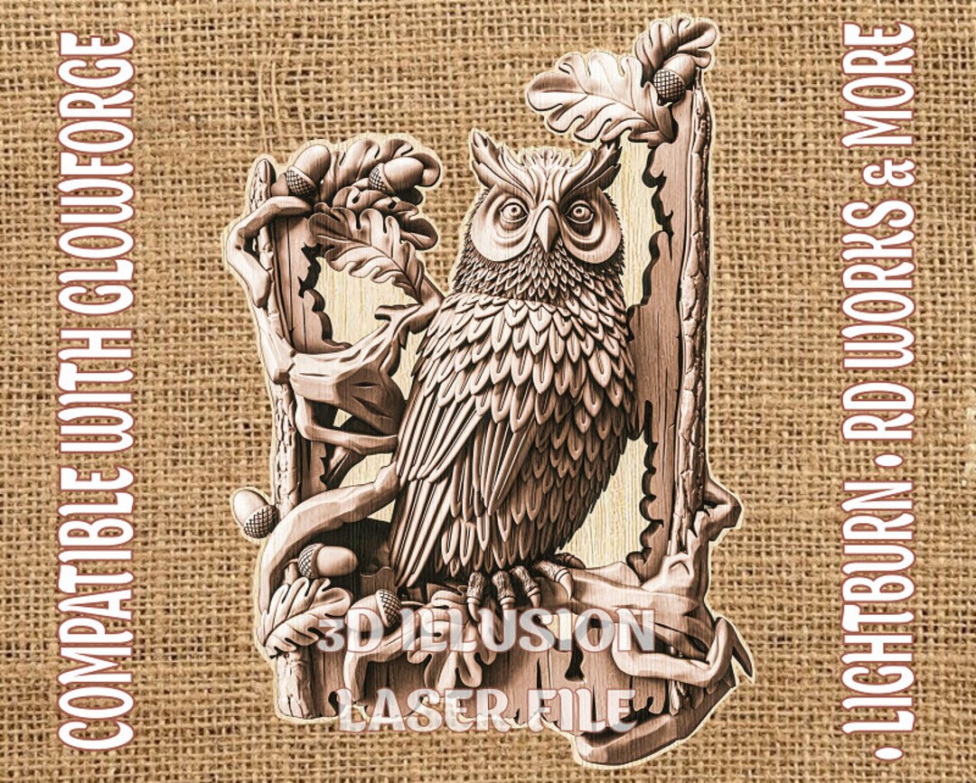 Owl 3d Laser, Owl Laser Files, Lightburn Files, 3d Laser Files, Laser