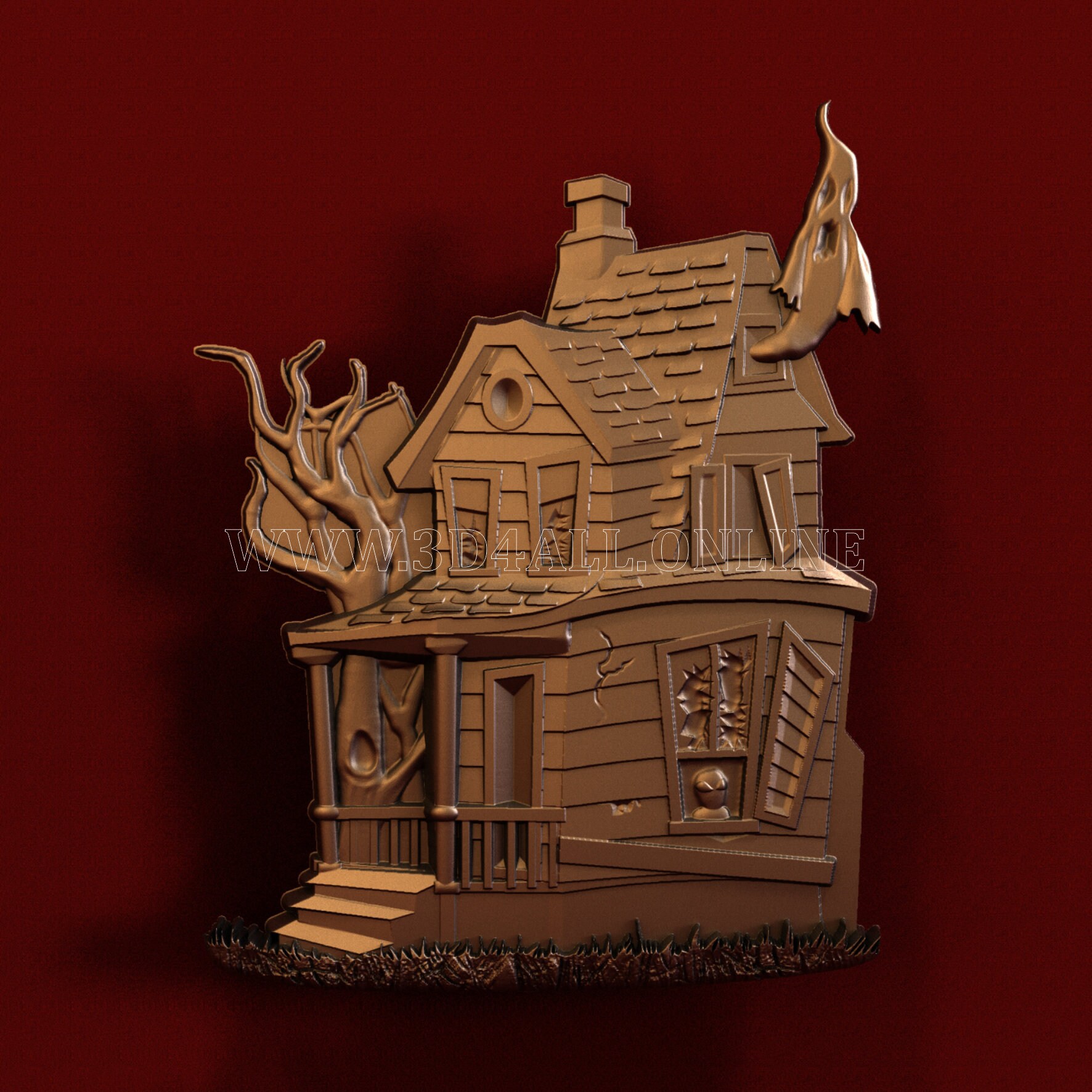 Haunted House 3d stl file for cnc Artcam Vectric Aspire Etsy