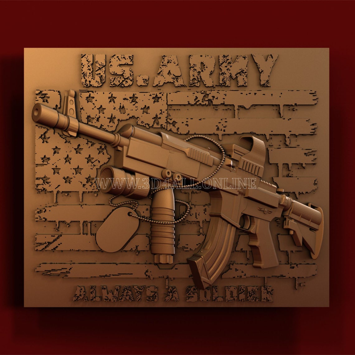 American Army 3d stl file for cnc Artcam Vectric Aspire Etsy
