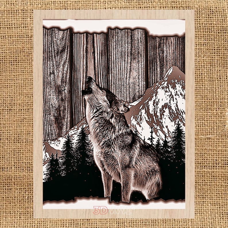 Wolf Laser File Laser Cut Files 3d Illusion Wood Engraving Etsy