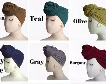 Headwraps For Women, Oversize Long Solid Color Head Scarf, Big Front Knot Headwraps, Easy Style Turban Headwrap, Braid Hair Headscarf