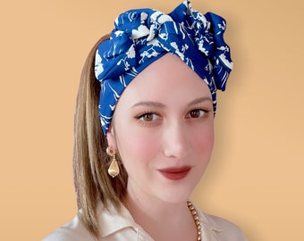 Wired Headband,  Extra Long And Wide, Vintage Floral Headband, Wire Turban, Chic Head Scarf, Retro Head Scarves, Beach And Pool Head Piece
