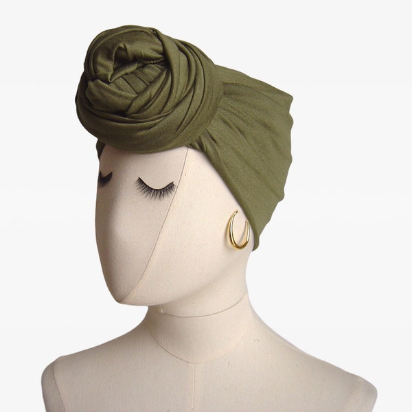 Khaki Headwraps For Women, Oversize Long Solid Color Head Scarf, Big Front Knot Headwraps, Easy Style Turban Headwrap, Braid Hair Headscarf