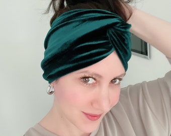 Bandeau Teal Velvet Twist | Bandeau large en turban de velours | Bandeau d’hiver chaud | Bandeau Boho Ear Warmer