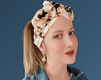 Retro Wire Headband, Versatile Headband, Self Tie Head Scarf, Large Headband, Boho Head Piece, Wired Turban Wrap