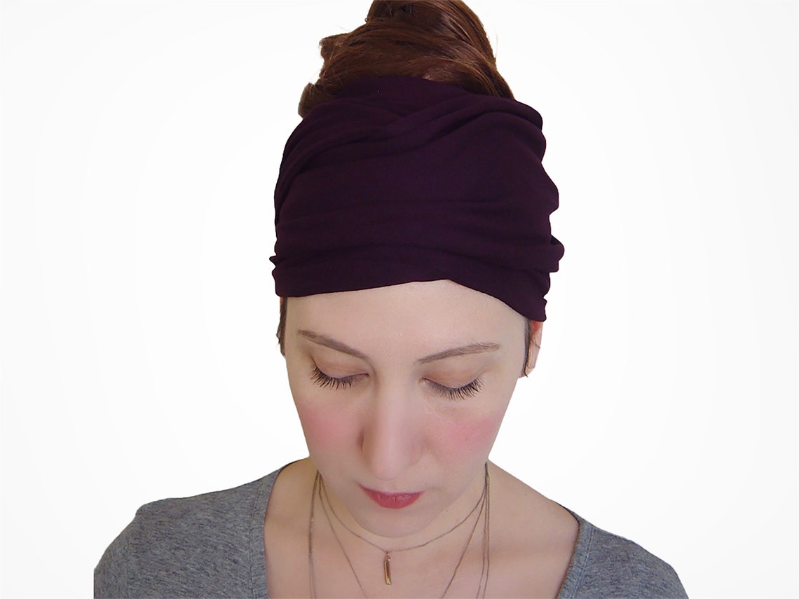 Dark Purple Head Scarf Extra Wide Headscarf Solid Color | Etsy