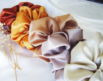 Grand Scrunchie en satin de soie, ensemble Scrunchy en soie, Scrunhies en satin neutre, pack Scrunchie en satin de soie, Scrunchy doux, pack cadeau Braidsmaid