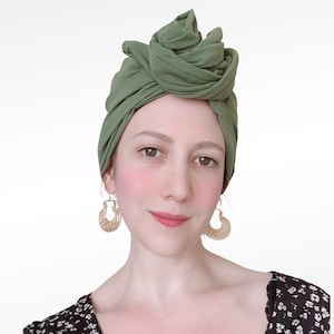 Multi Style Headscarf, Khaki headwrap, Chemo Turban, Chemo Gift, Easy Tie Headwrap, Wire Headwrap, Boho Headscarf