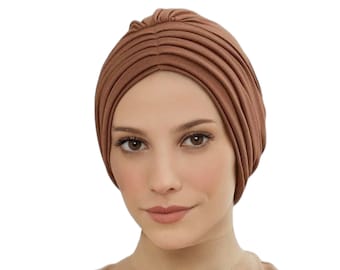 WUERKIYA Hoofddoek voor Dames - Chemo Hoofddeksels - Voorgeknoopte Set - Geplooide Headwrap Sjaals Cap Hat - Amoebe donkerblauw