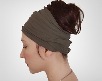 Nerz graues Twist Stirnband, Turban Stirnband, extra breites Stirnband, Yoga Stirnband, Laufstirnband, Workout Stirnband, Krankenschwester Stirnband