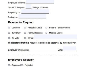Employee Time Off Request Form