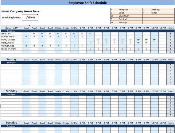 Excel Shift Schedule Template