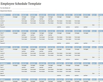 Detailed Employee Schedule Template, Excel / Google Sheets