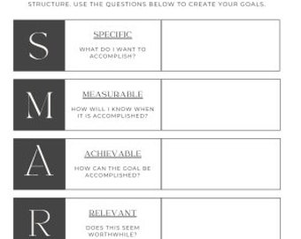 SMART goals printable pdf sheet